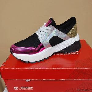 COPY - Andrea hot pink, Gold, iridescent tennis s…